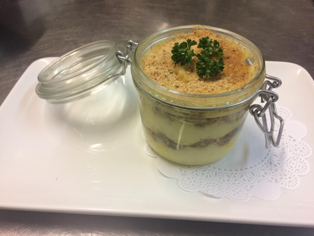 Parmentier de canard confit au foie gras